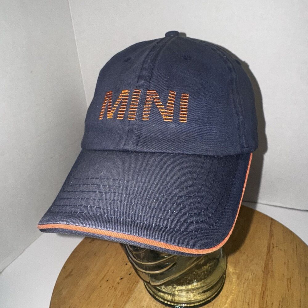 MINI Cooper Hat Navy Orange Strapback Cap BMW Adjustable Logo